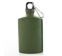 Peosaard Bouteille d'eau Plate, Cantine d'eau, Bouteille de Cantine 500 ML 4x6, Vert armée en Alliage 'Aluminium, Plate étanche Portable avec Clip pour la randonnée, Le Camping