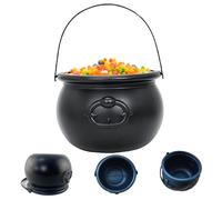 Peosaard Chaudron en plastique, chaudron pot 7, 7 2, 6 L Capacité sorcières avec poignée en plastique Halloween Bol de bonbons légers portable noire noire pour fête,