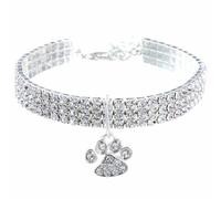 Peosaard Colliers pour Chat, Collier pour Chien en Diamant de Luxe, Collier pour Chien réglable, délicat avec Pendentif en Forme de Patte cœur, Accessoires Bijoux pour Chiens et Chats, S, chaîne