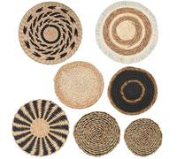 Peosaard Décoration Murale Boho, 7 pièces/Ensemble de paniers muraux Boho de différentes Tailles et Styles, décor tissé et Rond, Art décoratif pour Salon, Chambre à Coucher, Ferme, crèche, Panier