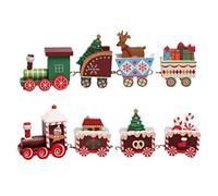 Peosaard Ensemble de Train en Bois de Noël, Mini-Train en Bois Noël Ornement pour Les Cadeaux Décoration du Festival fête 2pcs, Mini Ornement