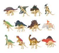 Peosaard Figurines de Dinosaures réalistes, Mini Figurines de Dinosaures 24 pièces/Ensemble squelettes pour Enfants, Jouets fossiles d'os réalistes colorés, Mini