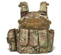 Peosaard , Gilet Airsoft Multifonctionnel Porte-Plaque Molle réglable Respirant Paintball pour l'extérieur, Le Terrain et l'entraînement des gardes de sécurité, Camouflage