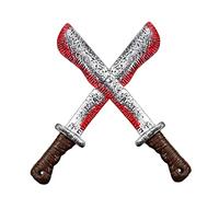 Peosaard Halloween Machette Sanglante Jouet Boucher Cutter Prop Machette Costume Prop Réaliste Sanglant Accessoire Saignement CutterGag Jouet pour Halloween Maison Hantée Cosplay 2 Pièces, Couteaux