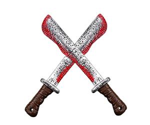 Peosaard Halloween Machette Sanglante Jouet Boucher Cutter Prop Machette Costume Prop Réaliste Sanglant Accessoire Saignement CutterGag Jouet pour Halloween Maison Hantée Cosplay 2 Pièces, Couteaux