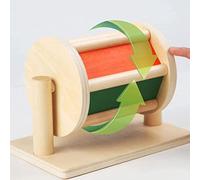 Peosaard Jouet bébé à Tambour en Rotation, Jouet bébé Arc-en-Ciel en Coffre-Fort en Toute sécurité, Spinner en Bois, Tambour léger avec Miroir Transparent / 8.2x5.1x6.1