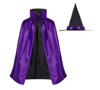 Peosaard Kids Red Cloak, 1PC Kids 'Witch Cape With Hat Double Side Vampire Cloak Unisexe Christmas Halloween Cosplay Capes for Boys and Girls, Witch Cape with Hat (27, 5, / violet)