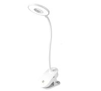 Peosaard Lampe de lecture, lampe à clipser 6000-7000K 1200mAh pince LED ronde rechargeable avec interrupteur tactile au cou flexible de bureau 2W pour lecture, étude, pince