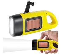 Peosaard Lampe de Poche à manivelle, Lampe de Poche à manivelle LED d'urgence énergie Solaire avec pour équipement Survie, Camping en Plein air, randonnée, Sac Dos sécurité Jaune, énergie Solaire