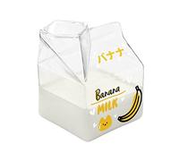 Peosaard Milk Carton en Verre carré carré Mignon Tasse de Petit-déjeuner Mignon pour la Maison des étudiants Portables Tasses de Lait Clair Banane,