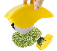 Peosaard Mincer à Rouleaux d'herbe, Coupe-coriandre Lavable, coupeur à la Menthe à la Menthe Manuelle avec 6 Lame en Acier Inoxydable, Hache de légumes de Cuisine/Jaune