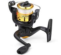 Peosaard Moulinets de pêche Baitcasting Moulinet à Bobine Fixe Moulinet de pêche à la Carpe Puissant Spinning 5.2: 1 Rapport Vitesse avec Fil Transparent Jaune, Filature galvanoplastie