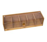 Peosaard Organisateur de thé, boîte de sélection thé, boîte rangement en bambou avec 5 compartiments, anti-poussière et étanche avec couvercle transparent, rangement sacs pour sacs, caf