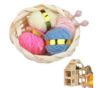 Peosaard Panier de Tricotage Dollhouse, Panier à Aiguille de poupée 1:12 Tricot Miniature avec Accessoires Balle en Laine pour la Maison poupée Noël 1, 2X 0, 8 Pouce, Outil