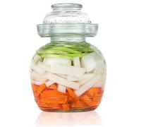 Peosaard Pickle Conteneur 1, 5 L Pot de fermentation de qualité alimentaire Contenants kimchi traditionnels avec bouchon bol Pocage en verre transparent avec un kit fermentation couvercle pour la c