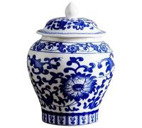 Peosaard Pocs de Gingembre en céramique Bleu et Blanc, 350 ML avec Couvercle à l'épreuve, Vase Chinoiserie pour décoration intérieure, Affichage des Fleurs, Rangement de thé