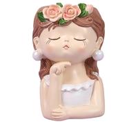 Peosaard Pot de Fleurs pour Visage, Pot de Fleurs pour Visage - Tête Mignonne Fille en Perles avec Drainage pour Plantes Grasses, décoration Unique Bureau à Domicile et idée faveur créative, Blanc