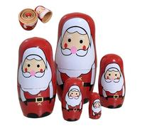 Peosaard Poupée de Nidification Russe de Noël, poupées nidites Russes Noël en Bois Santa Claus Matryoshka Dolls Decoration 5pcs, en Bois
