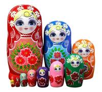 Peosaard Poupées gigognes, poupées gigognes Russes 10 pièces/Ensemble poupée Matryoshka empilable en Bois pour Enfants Enfants Adultes décoration d'étagère à la Maison, Russe