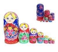 Peosaard Poupées Russes gigognes, 7 pièces/Ensemble Russe, Ensemble de poupées Matryoshka en Bois avec Impression de Filles, démontage et Assemblage sans Effort pour la Collection, Matrioska