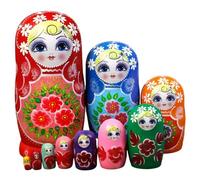 Peosaard Poupées Russes, poupées gigognes Russes 10 pièces/Ensemble poupée Matriochka empilable en Bois pour Enfants Enfants Adultes décoration d'étagère à la Maison, poupée Matriochka
