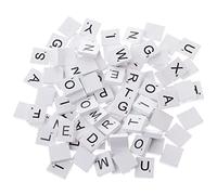 Peosaard Puzzle Alphabet, 【100pcs】 copeaux de Bois Blancs Bricolage Puzzle Alphabet Anglais carrés d'alphabétisation bébé développement intellectuel copeaux de Bois 【Blanc】, pièces