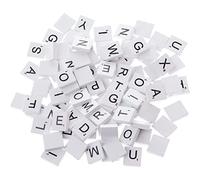 Peosaard Remplacement de tuiles de, 【100 pièces】 Copeaux Bois Blancs DIY Alphabet Anglais Puzzle Carrés d'alphabétisation Bébé Développement intellectuel Copeaux Bois 【Blanc】, Puzzle Alphabet