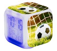 Peosaard Réveil numérique, réveil numérique 3.2 Cube de Football avec 7 LED changeant de Couleur, Calendrier, température et Fonction Snooze pour Fille garçon Enfants Chambre d'enfant