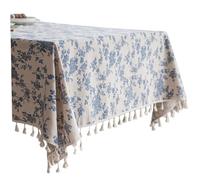 Peosaard Tableau Floral, Nappe Florale Bleue 55x71 Pouces en Coton Table de Coton Table de Nappe