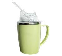 Peosaard Tasse d'adulte, béchers pour les personnes âgées, 350 ml de tasse de girouette adulte à l'épreuve des déversements avec paille, tasses de dysphagie en acier inoxydable de paille 3 en 1