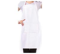 Peowuieu Bib Tablier avec Poches Coton Mélangé Polyester Épais Cuisine Cuisine Restaurant (Blanc)