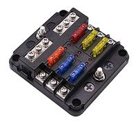 Peowuieu Boîte à fusibles avec bus négatif, 6 voies, porte-fusible avec écran LED pour bateau 12 V, voiture, camion, marine