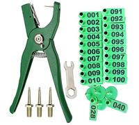 Peowuieu Livestock Pinces à oreilles avec le numéro 001-100 et 3 broches pour fixer des marques d'oreilles pour les moutons de bœuf et porcs