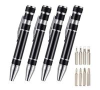 Peowuieu Lot de 4 tournevis à stylo - Outil pratique 8 en 1 - Tournevis magnétique multifonction - Mini appareils de réparation (noir)