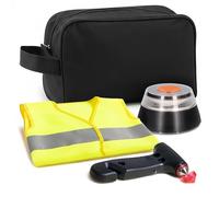 PEPA MEDINA | Kit d’Urgence et Sécurité Automobile : Balise V16 Géolocalisée Homologuée DGT 2026, Gilet Réfléchissant, Marteau de Sécurité Multifonction, Coupe-Ceinture, Lampe LED et Pochette Compacte