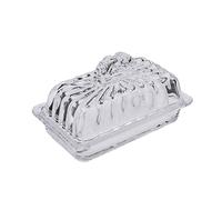 PEPAXON Beurrier en Verre avec Couvercle Beurrier Vintage Boîte à Beurre 16.8x11CM (Arch Handle)