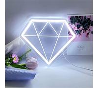 PEPDRO Enseigne Au Néon en Forme De Diamant LED Modélisation Lumière Lettres Lumineuses Enseigne Panneau Acrylique Néon Lumière Décorative, 26X24cm,Violet (Color : Bianco)