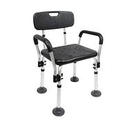Pepe - Chaise de Douche avec Accoudoirs, Tabouret Médical, Siège Adulte Antidérapant, Assemblage sans Outils, Noir