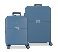 Pepe Jeans Accent Jeu de valises Bleues 55/70 cm Rigide 2,8 kg Fermeture TSA ABS 2,8 kg 116LExtensible Bagage à Main by Joumma Bags, Bleu, Talla única, Jeu de valises