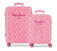 Pepe Jeans Alenka Rosa Ensemble de valises Roses 55/68 cm Rigide 5,65 kg Fermeture TSA ABS 5,65 kg 126,66 L Extensible Bagage à Main, Rose, Talla única, Jeu de valises