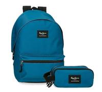 Pepe Jeans Aris Evergreen Sac à dos + trousse scolaire portable 15,6 pouces Bleu 31 x 44 x 15 cm Polyester 23,87 l, bleu, Talla única, Sac à dos + trousse scolaire