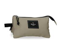 Pepe Jeans Aris Evergreen Trousse Triple Beige 22x12x5 cm Polyester by Joumma Bags
