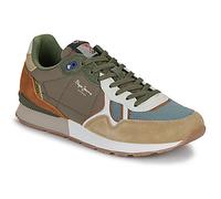 PEPE JEANS - Baskets running Brit Must M en cuir kaki à talon plat avec des lacets - Taille numeric_45