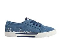 Pepe Jeans Baskets Brady Denim W pour Femme, Bleu d'usine, 7 UK