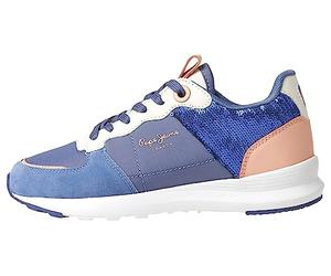 Pepe Jeans Baskets York Fancy G pour Fille, Bleu Chambray, 34 EU