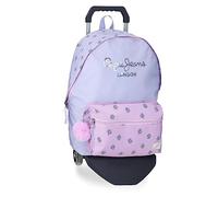 Pepe Jeans Becca Junior Sac à Dos d'écolier en Polyester, Multicolore, Violet foncé, Taille Unique, Sac à Dos 44 + Chariot