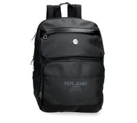 Pepe Jeans Berwick Sac à dos décontracté pour ordinateur portable 13,3 pouces Noir 25 x 37 x 12 cm PU et polyester 11,1 L by Joumma Bags
