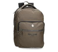 Pepe Jeans Berwick Sac à Dos pour Ordinateur Portable Double Compartiment Adaptable 15,6" Kaki 31 x 44 x 15 cm PU et Polyester 20,46 L by Joumma Bags