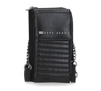 Pepe Jeans Biker Sac à bandoulière Porte-téléphone Noir 11 x 20 x 4 cm Polyester avec détails en Cuir synthétique by Joumma Bags, Noir, Talla única, Sac à bandoulière pour téléphone Portable