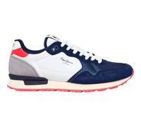 Pepe Jeans Chaussures en Cuir Brit Camp Blanc, Marine